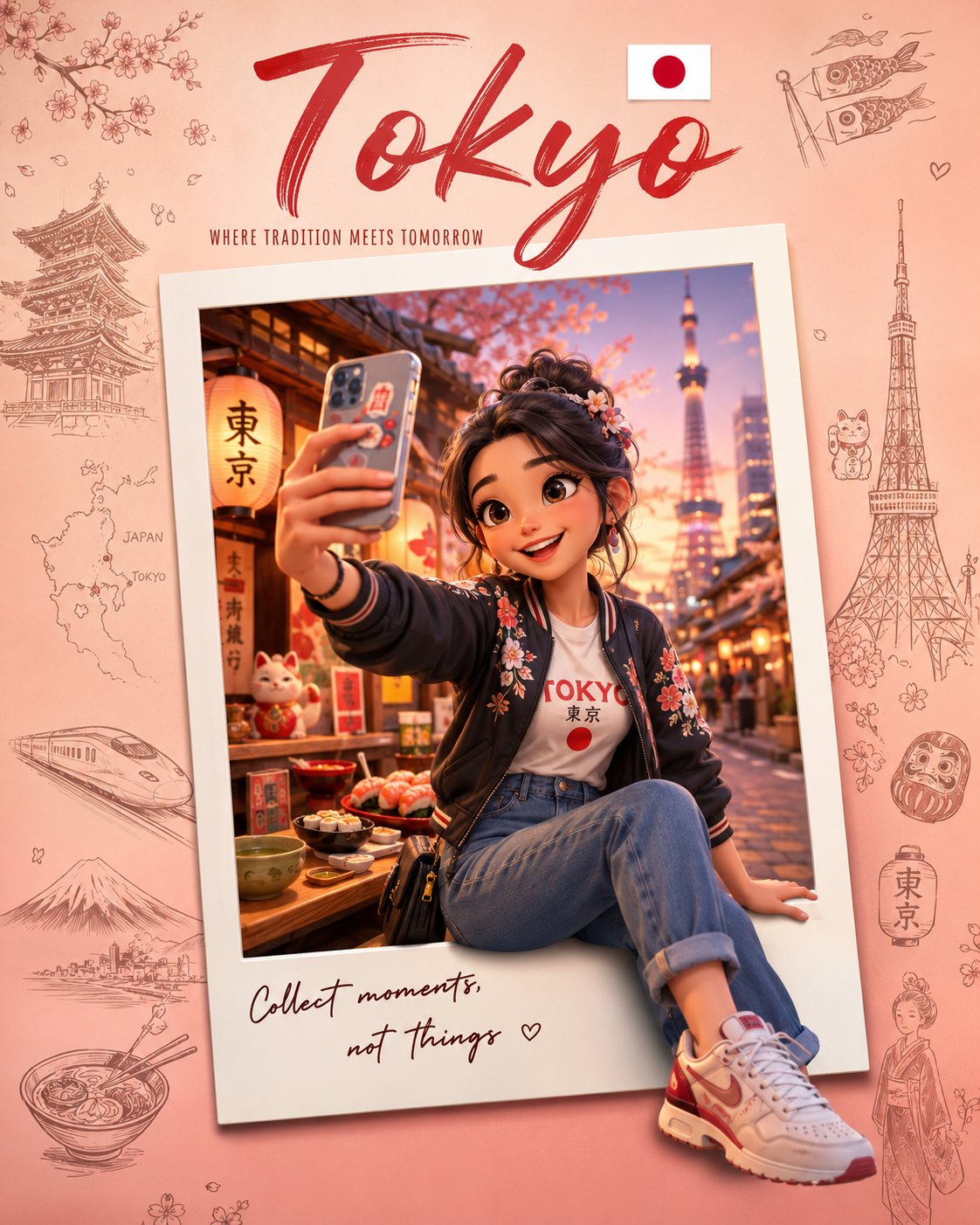Cute 3D Travel Poster Design