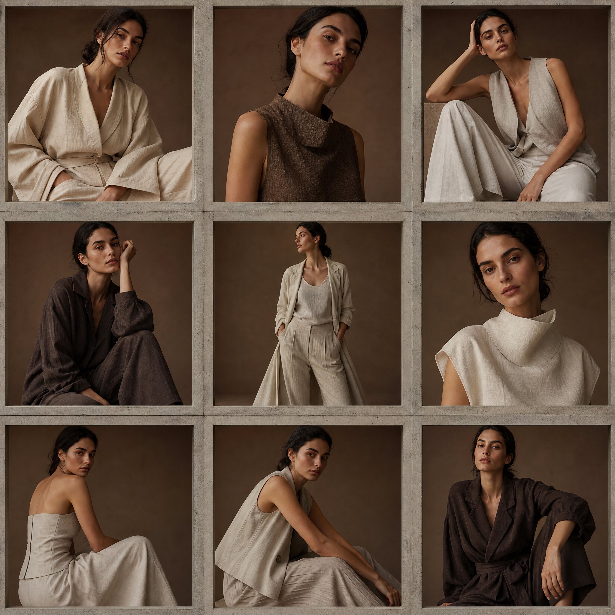 Minimalist Concrete Fashion Grid Portrait