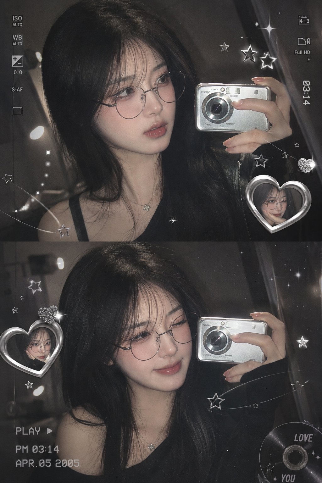 Y2K Korean Girl Mirror Selfie Aesthetic