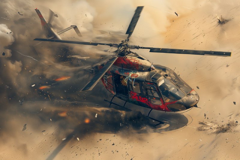 Graffiti Helicopter Amid Epic Alien Strike Explosion