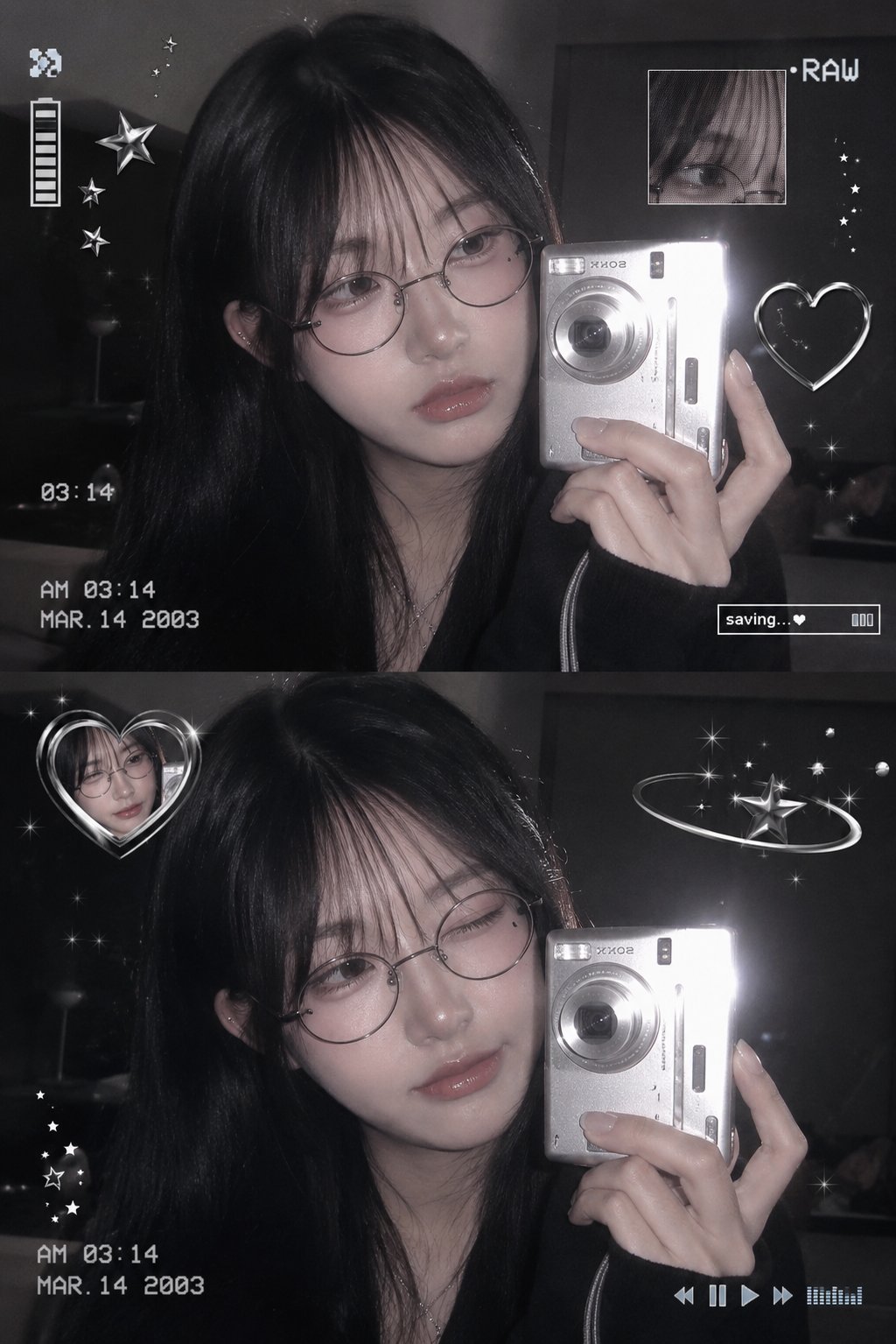 Y2K Korean Girl Mirror Selfie