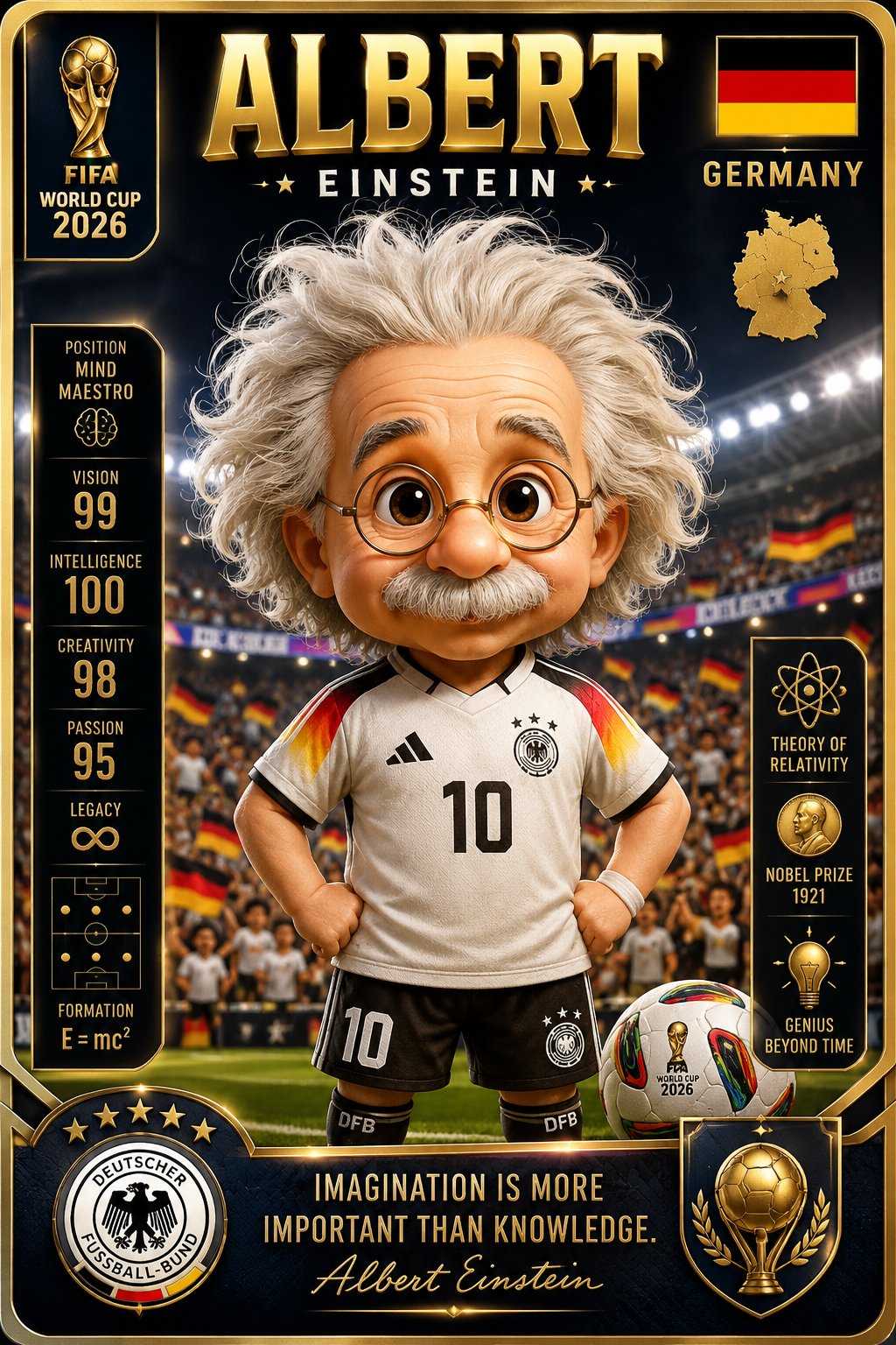 Einstein Chibi Football Star Card