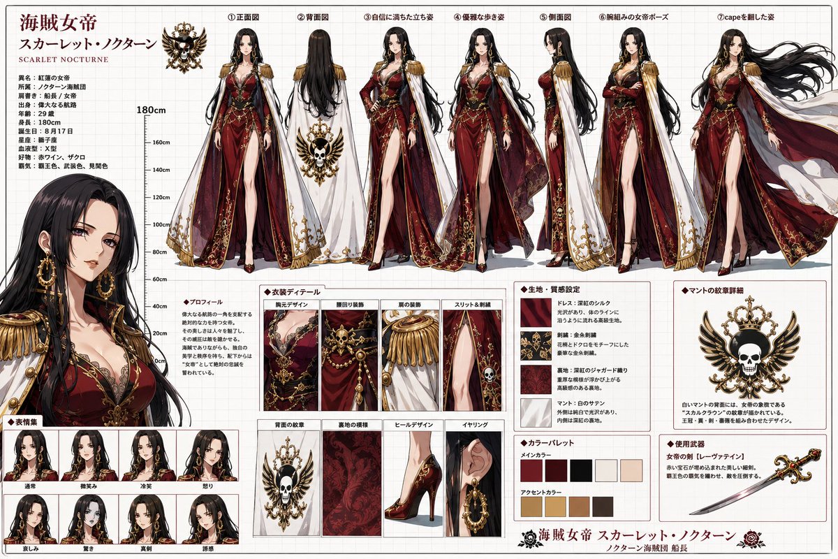 Pirate Empress Character Design Sheet