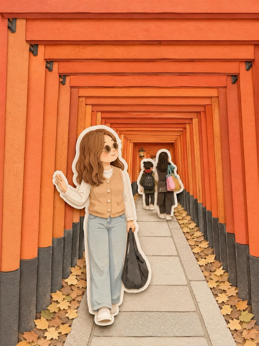 Anime Girl in Orange Torii Gates