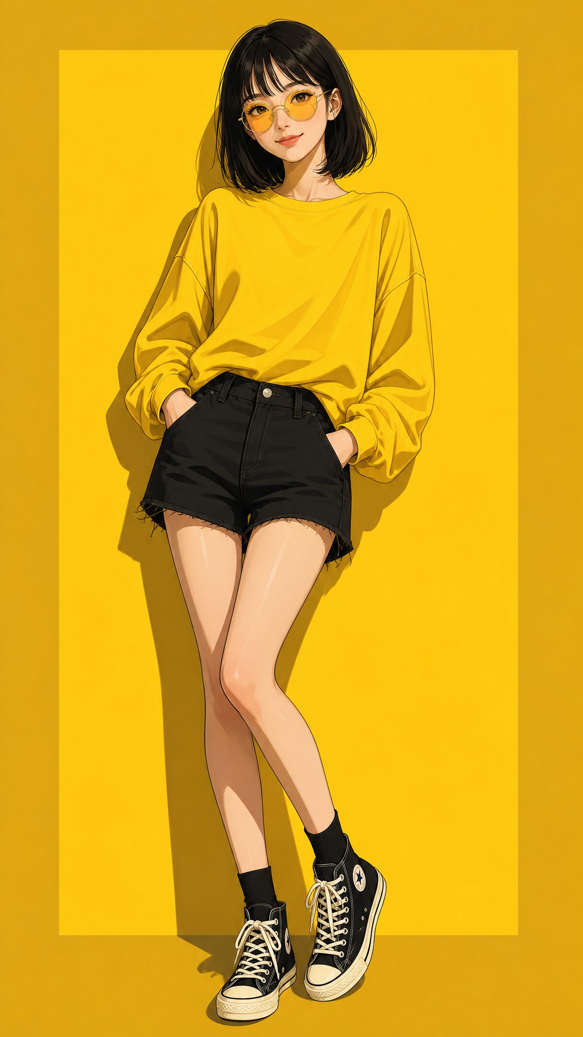 Yellow Anime Girl Illustration