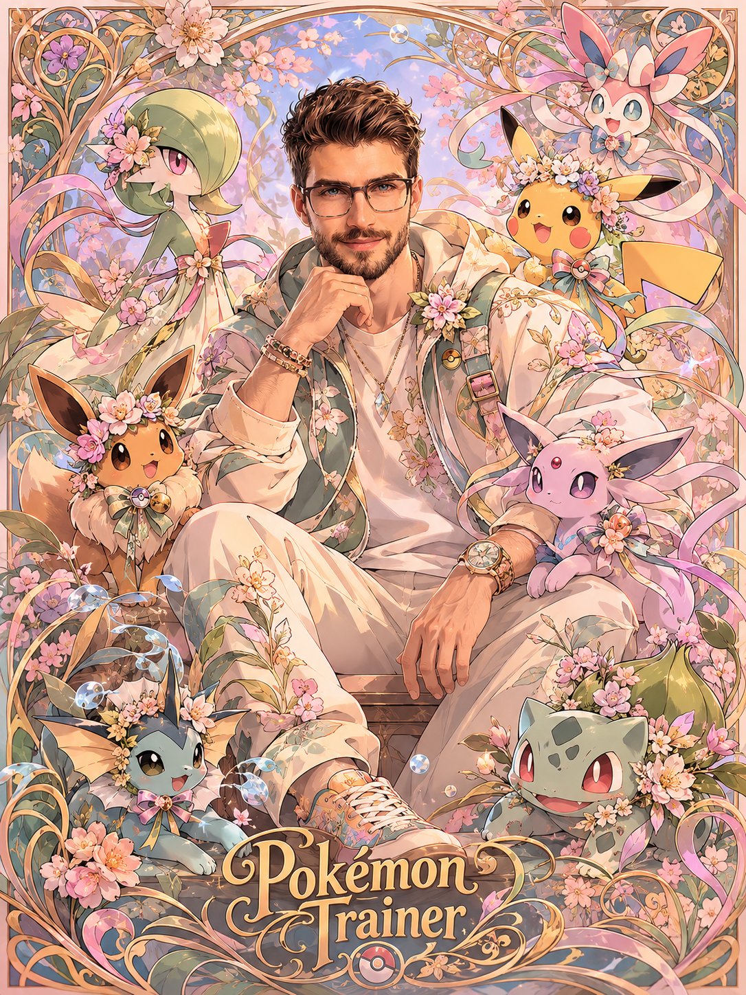 Art Nouveau Pokémon Trainer Portrait