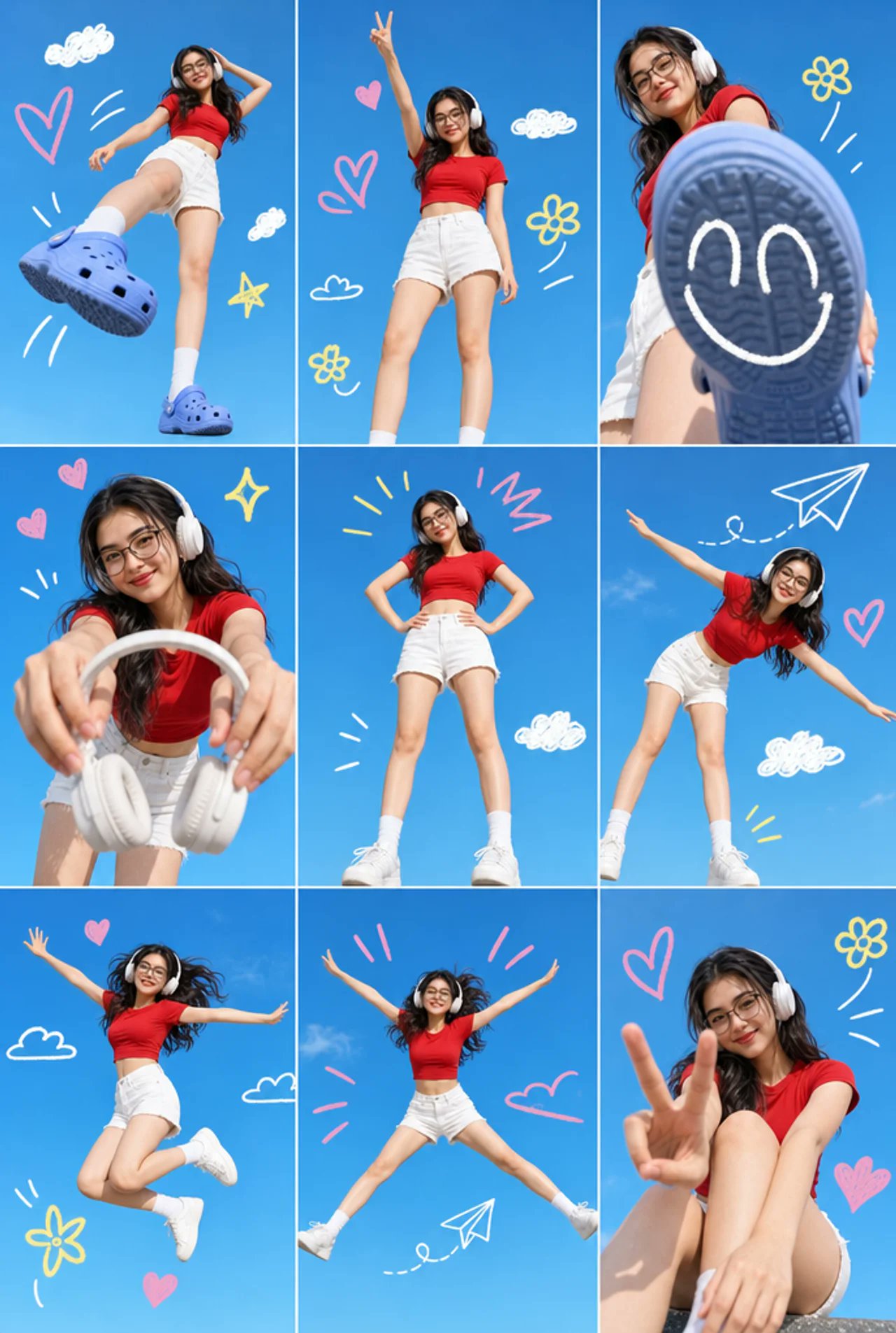 Blue Sky Cool Girl Grid