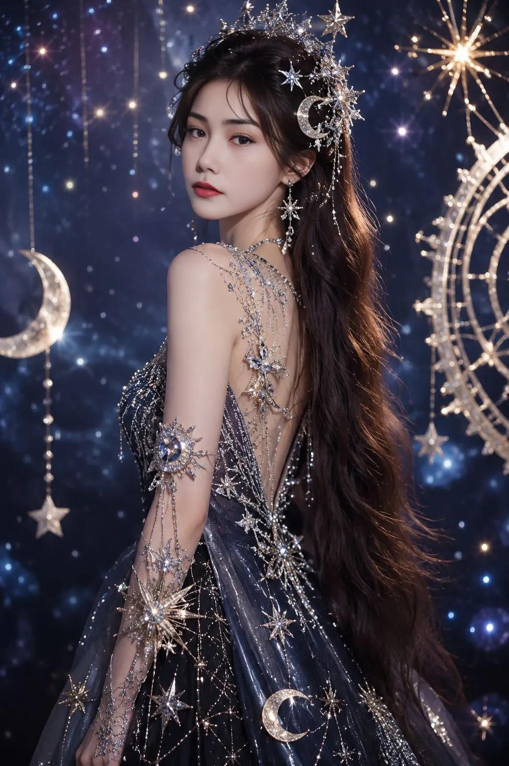 Luxury Starry Sky Fashion Portrait