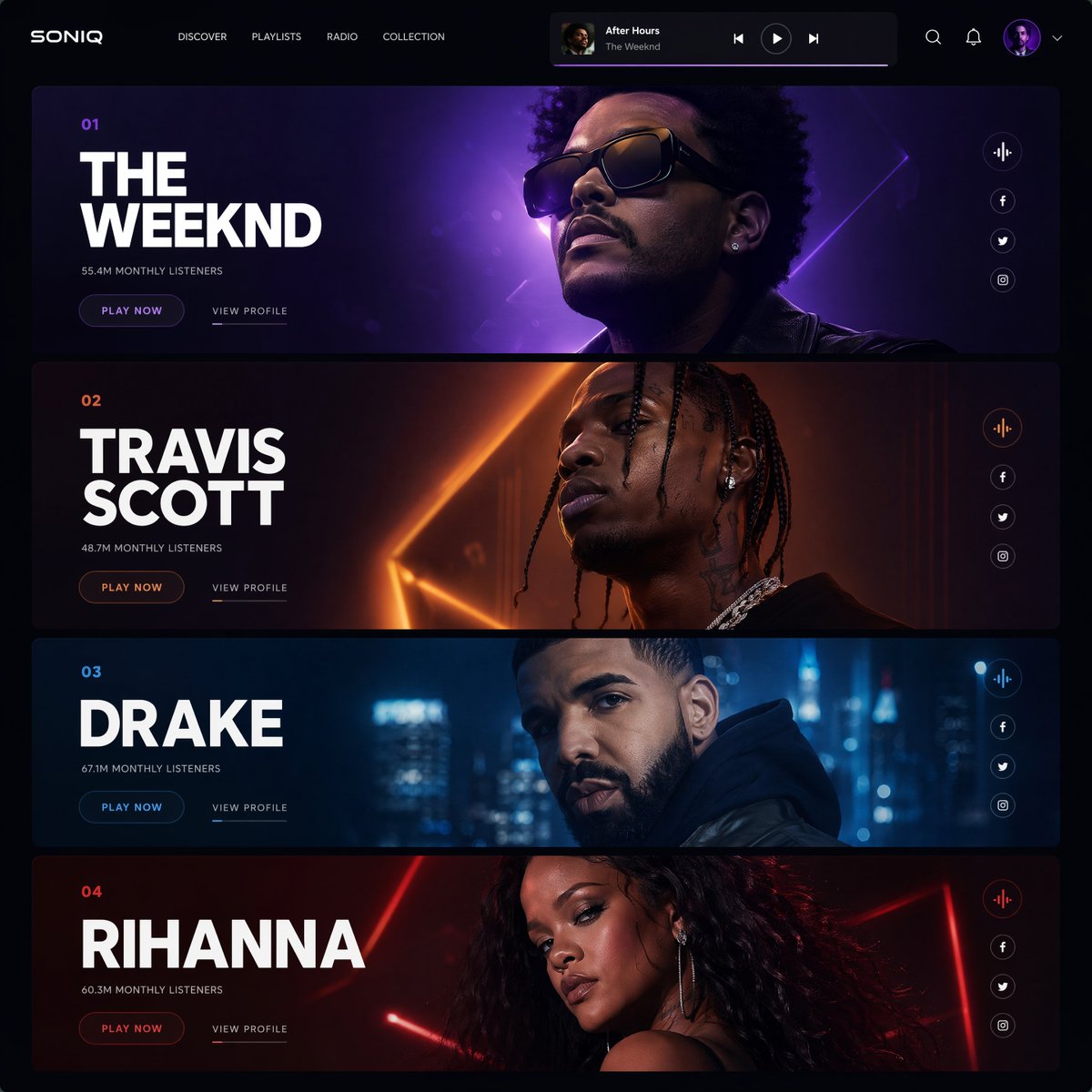 Futuristic Cyberpunk Music Streaming UI