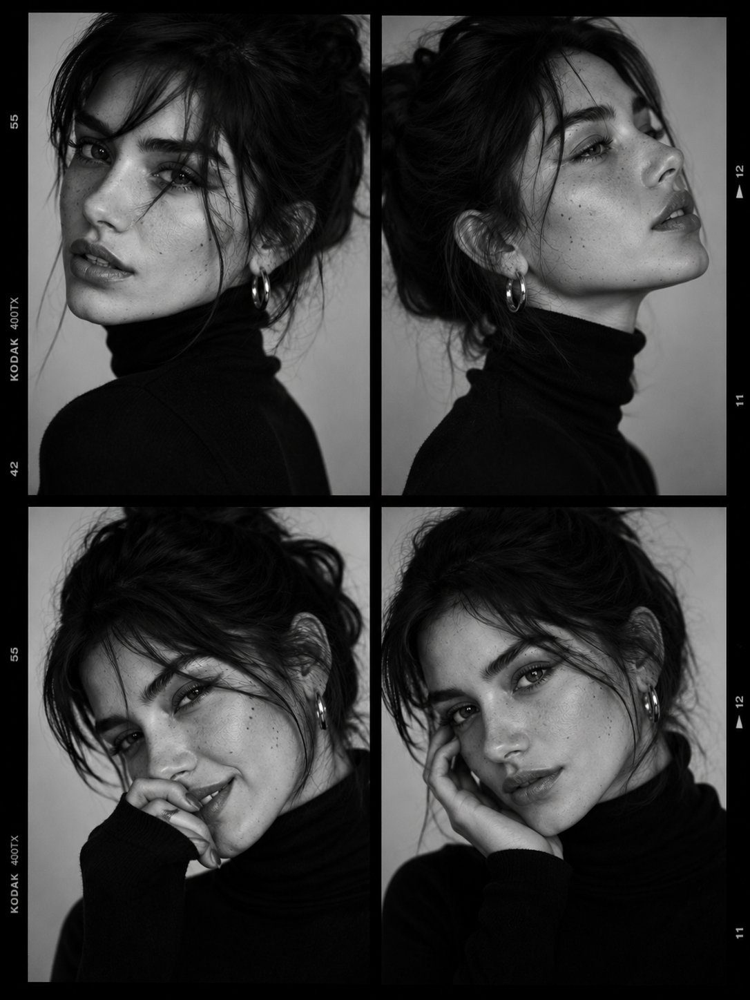 Viral B&W Fashion Contact Sheet Portrait