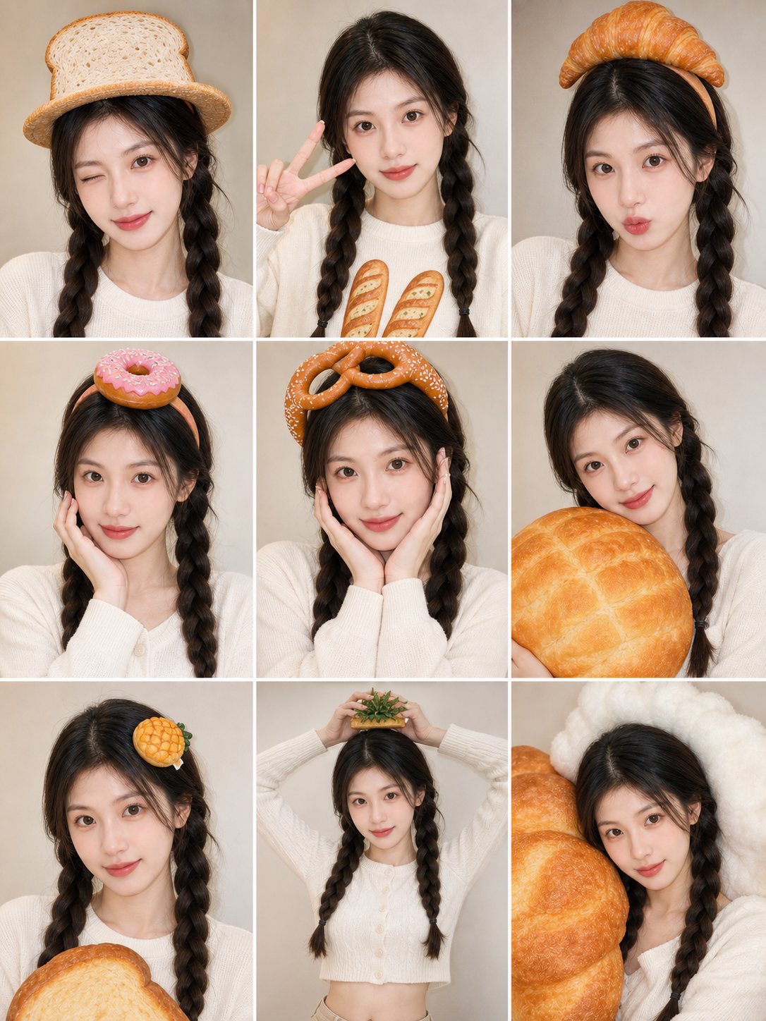 Bread Theme Selfie Grid