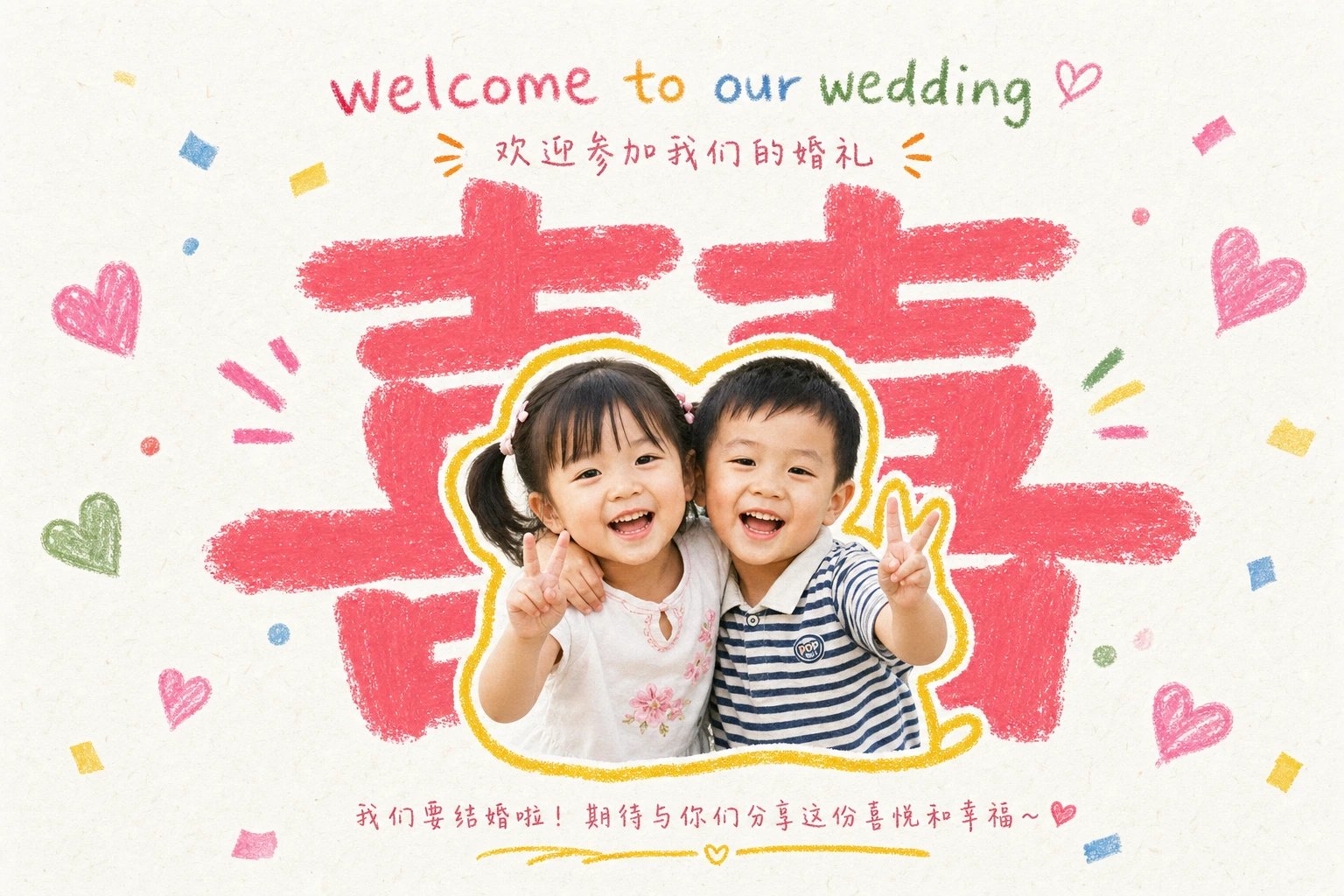 Playful Wedding Invitation Collage