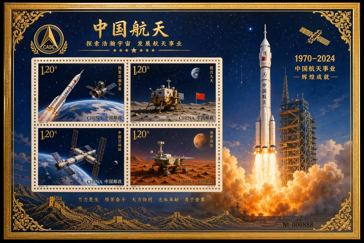 China Aerospace Gold Foil Stamp Collection