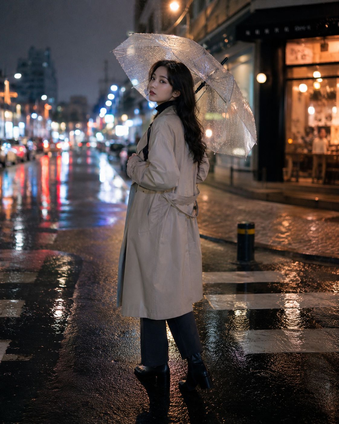 Rainy Night Urban Portrait