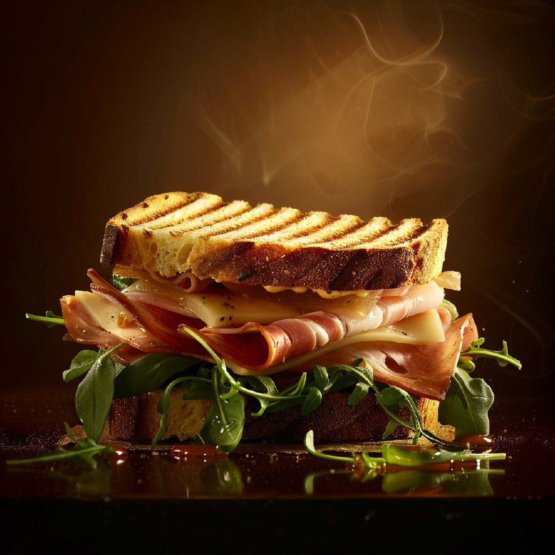 Ham and Crescenza Sandwich Still Life for Packaging