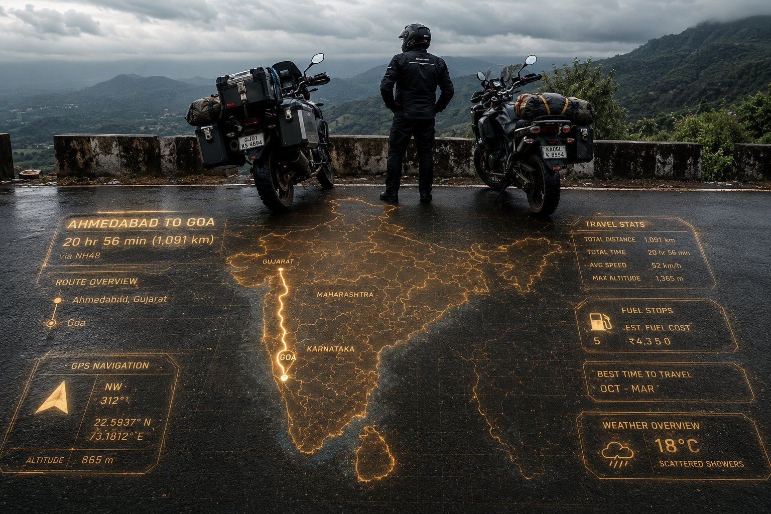 Holographic Motorcycle Navigation Map