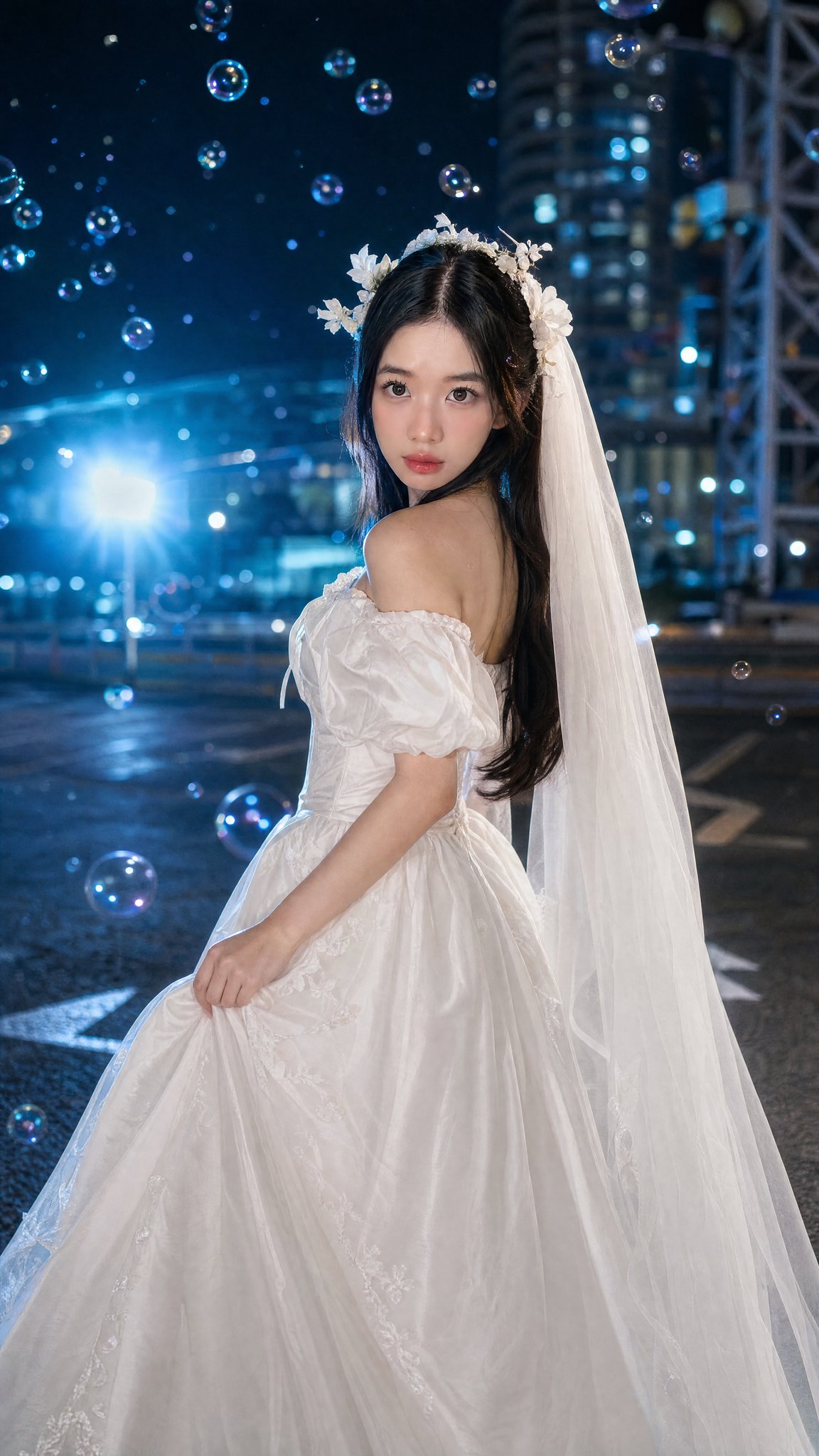Cinematic Night Wedding Portrait
