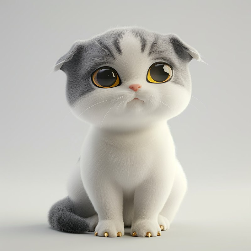 Brave Scottish Fold Kitten 3D Cartoon Character