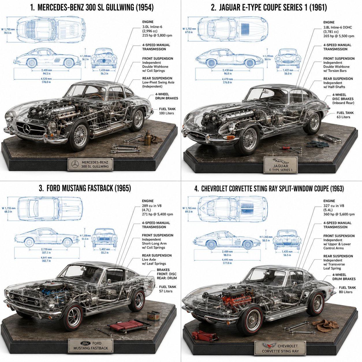 Classic Cars X-Ray Deconstruction