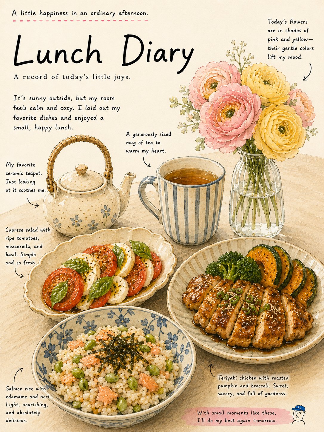Lunch Diary Watercolor Art
