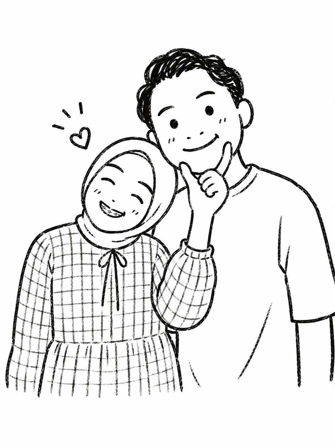 Cute Doodle Couple Portrait