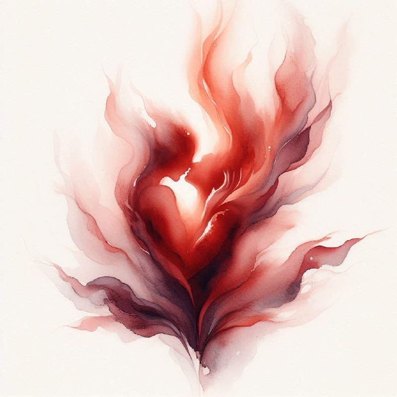 Abstract Watercolor Flame With Intertwined Figures