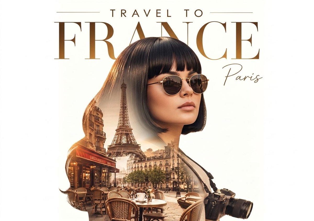 Paris Double Exposure Travel Poster Art