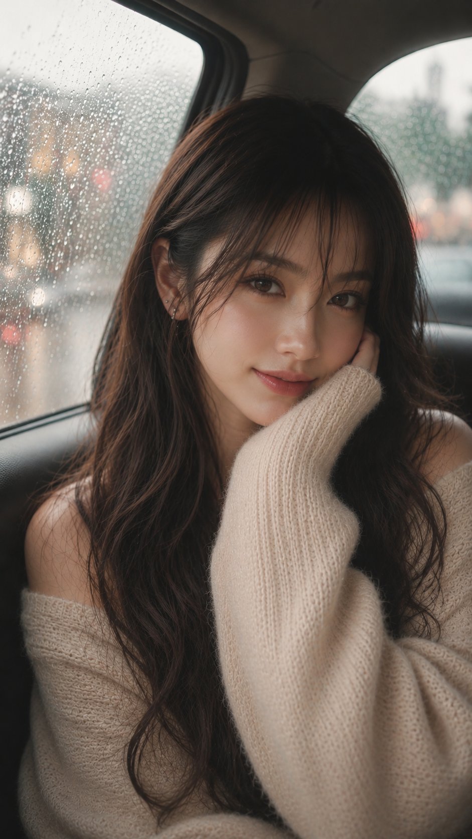 Dreamy Rainy Car Portrait Cinematic