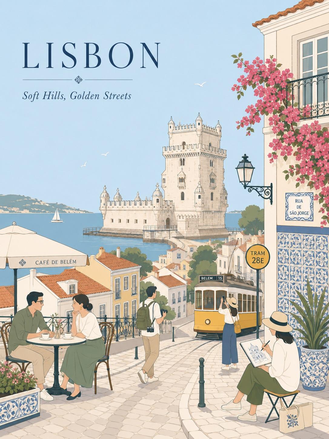 Dreamy Vintage European Travel Poster