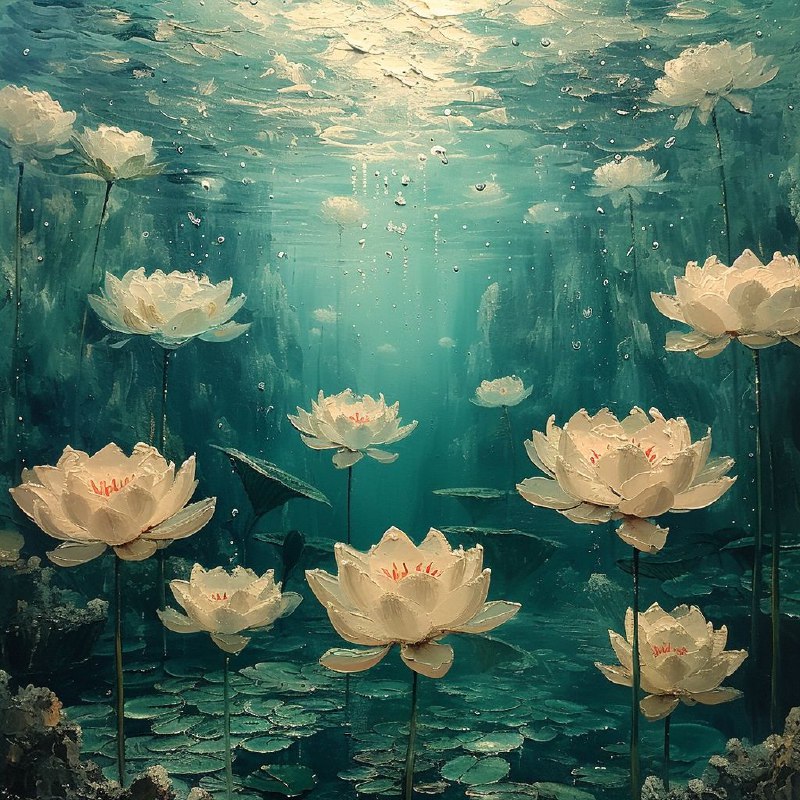 Underside of Giant Water Lilies Acrylic Underwater Scene