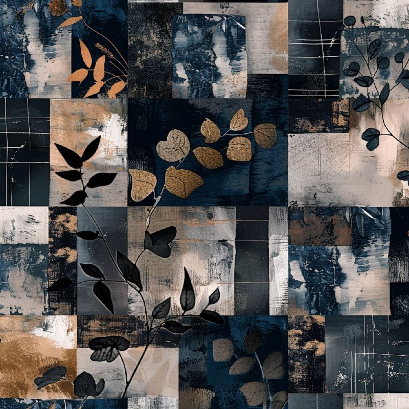 Cottagecore Vintage Rustic Seamless Pattern in Deep Blue