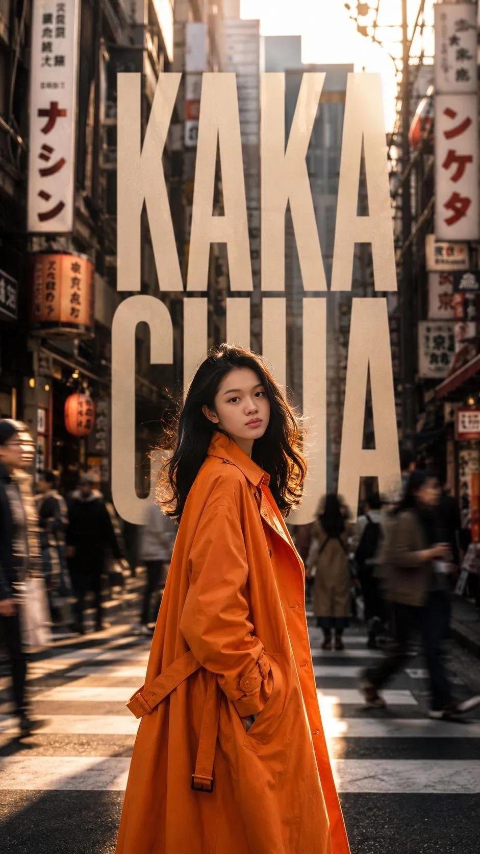 Tokyo Street Orange Coat Editorial