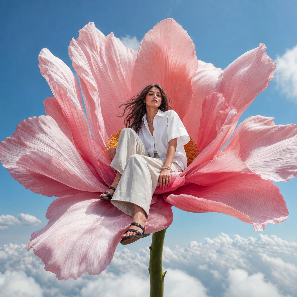 Surreal Pink Flower Fashion Editorial