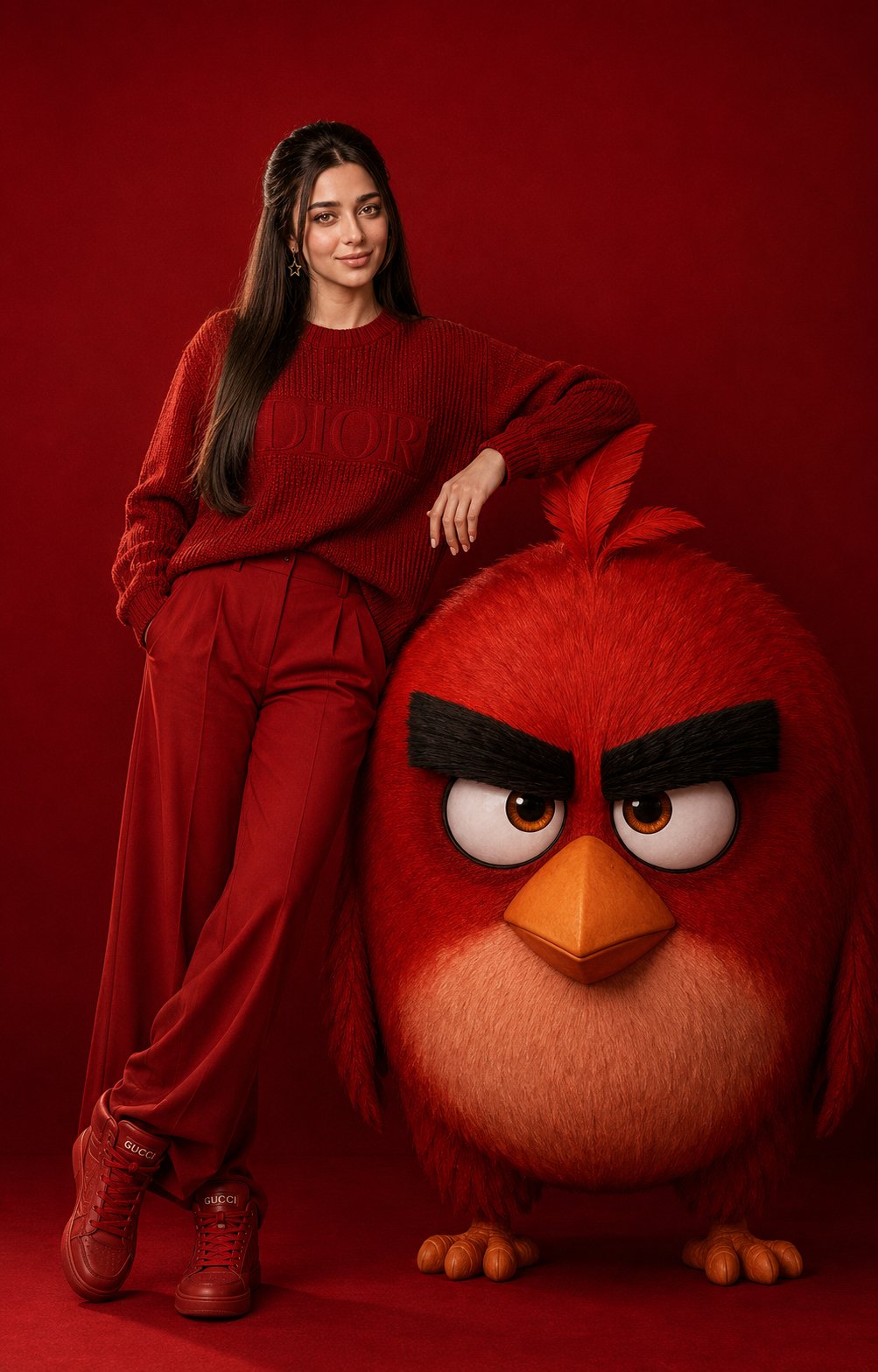 Red Bird Fashion Portrait