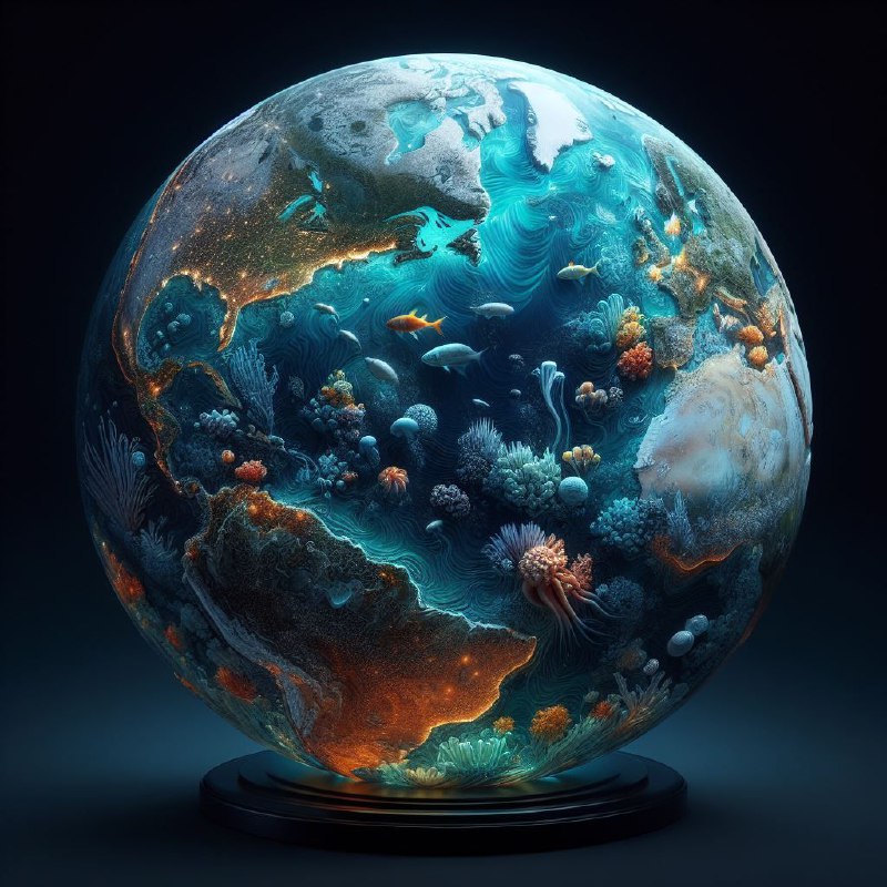 Epoxy Resin Globe With Underwater Landscape in 3D