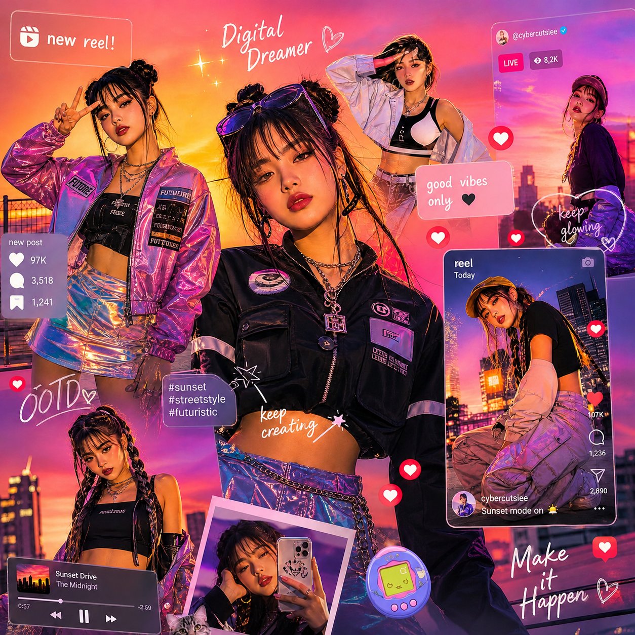 Futuristic Gen Z Fashion Collage