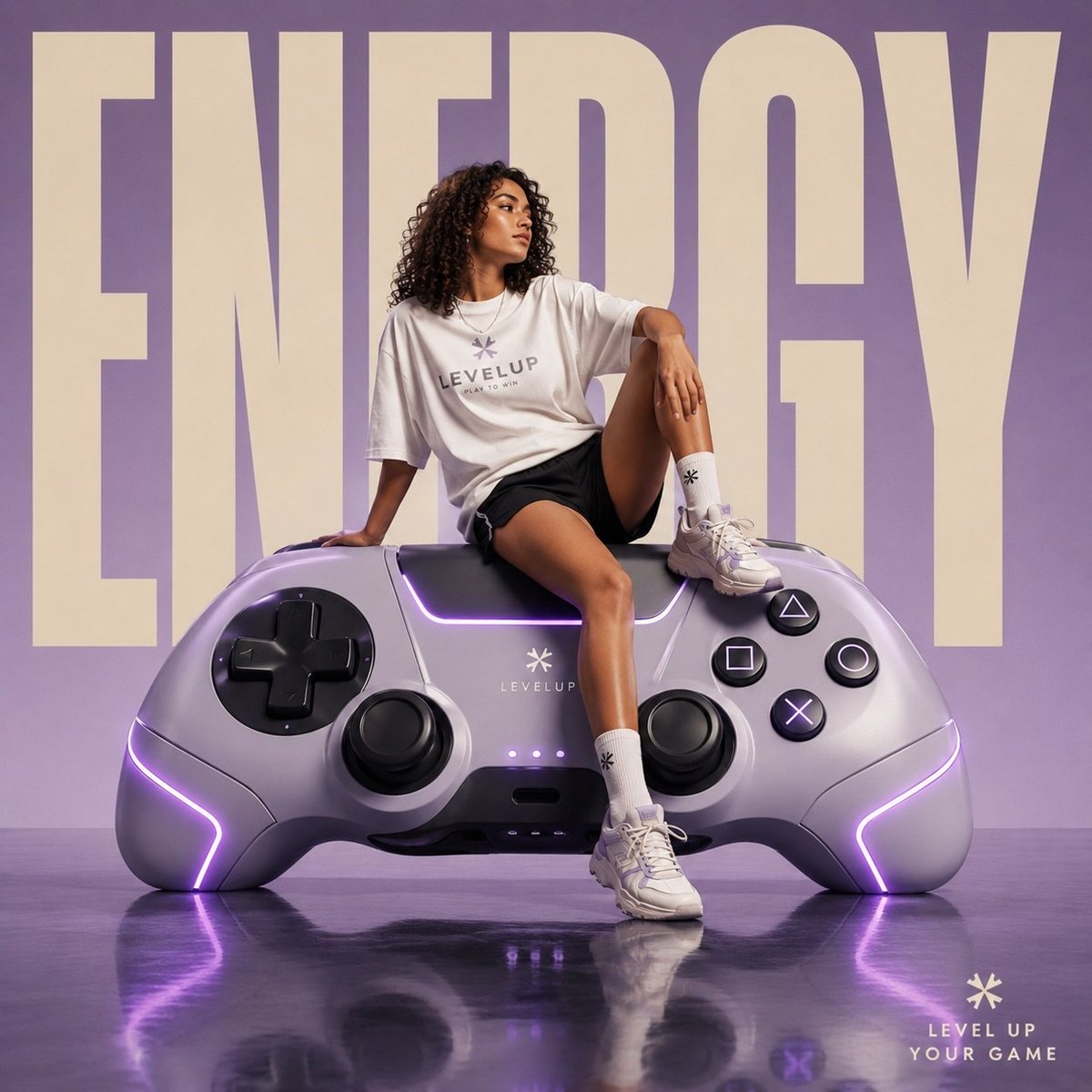 Neon Gamer Girl Energy Storm
