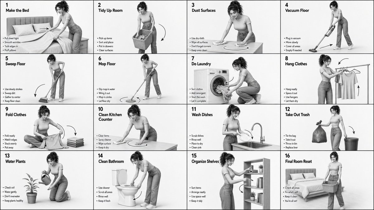 16-Step Household Chore Storyboard Guide