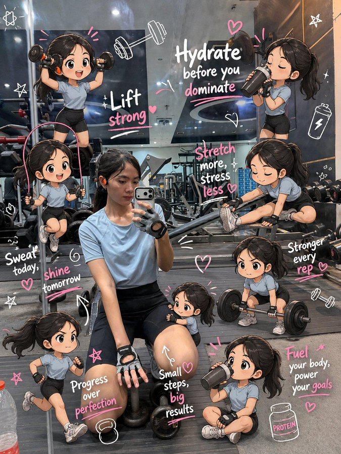 Chibi Gym Girl Scrapbook Art