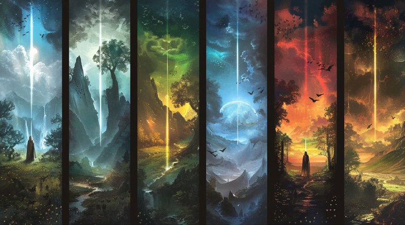 Lord of the Rings Characters Six-Panel Dark Fantasy Art