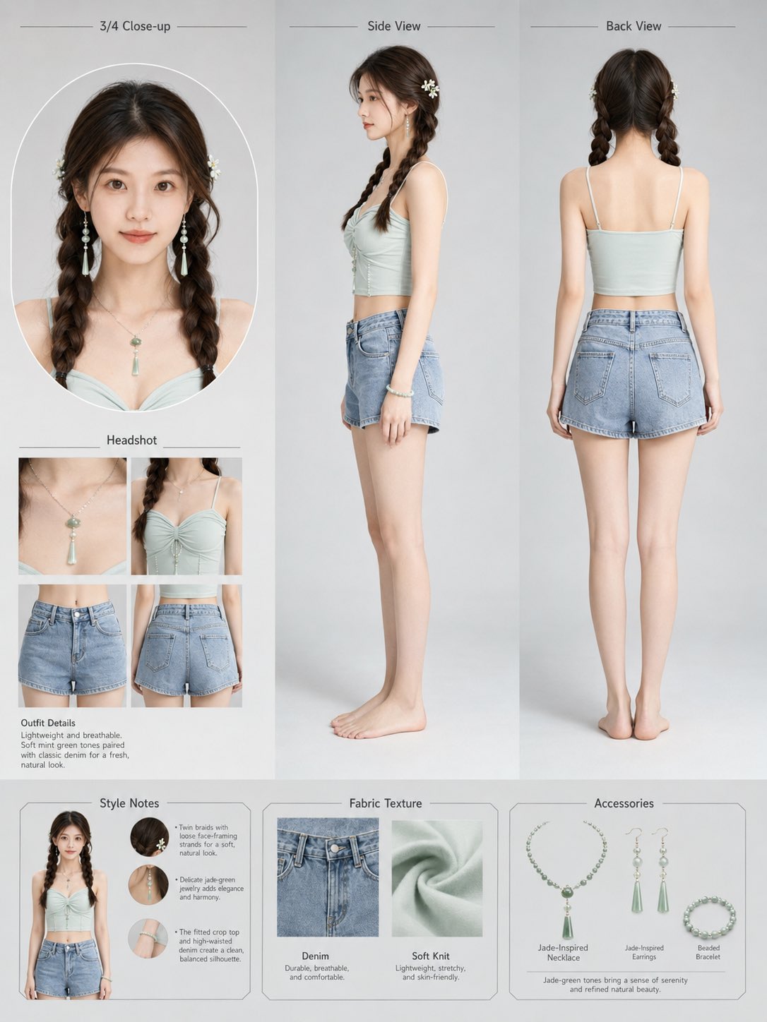 Fashion Portrait Multi-Angle Reference Sheet