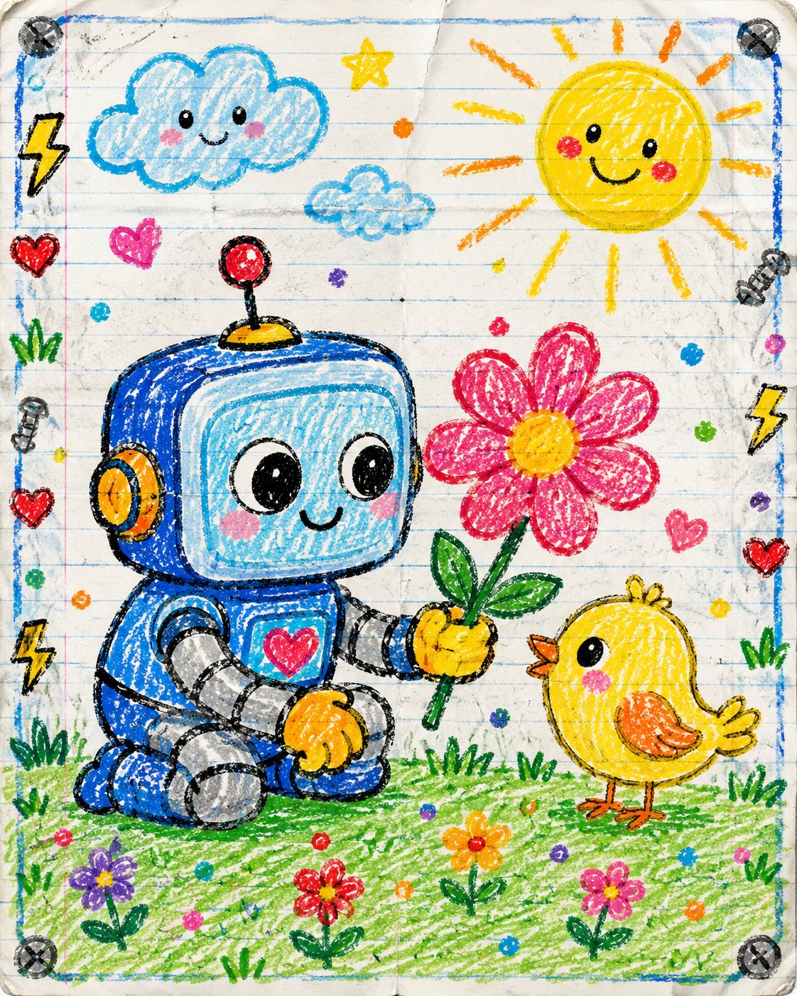 Playful Kids Crayon Doodle Art
