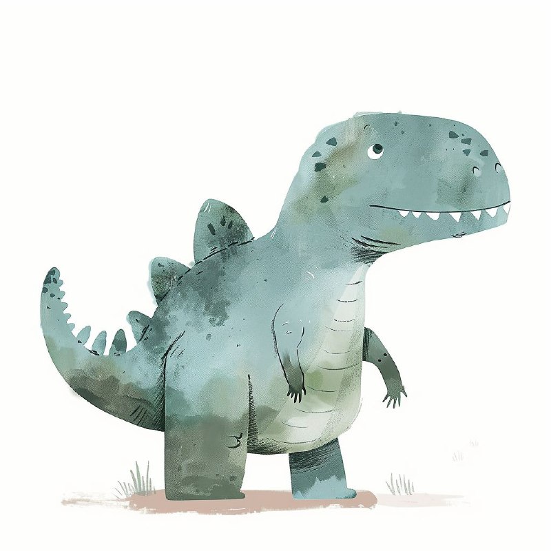 Pastel Tyrannosaurus Nursery Art in Jon Klassen Style