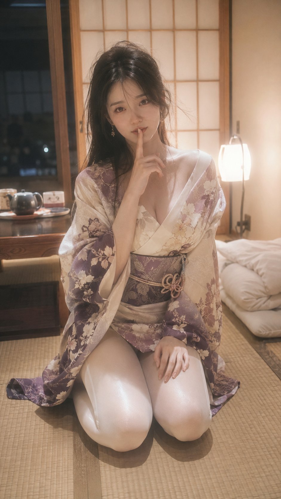 Intimate Japanese Kimono Bedroom Portrait