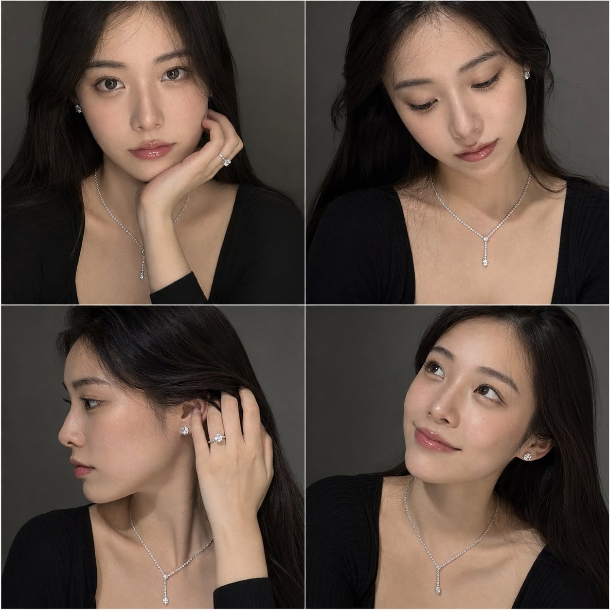 Japanese Beauty Luxury Jewelry Portrait Grid