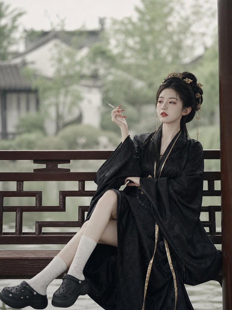 Ancient Style Portrait in Jiangnan Garden