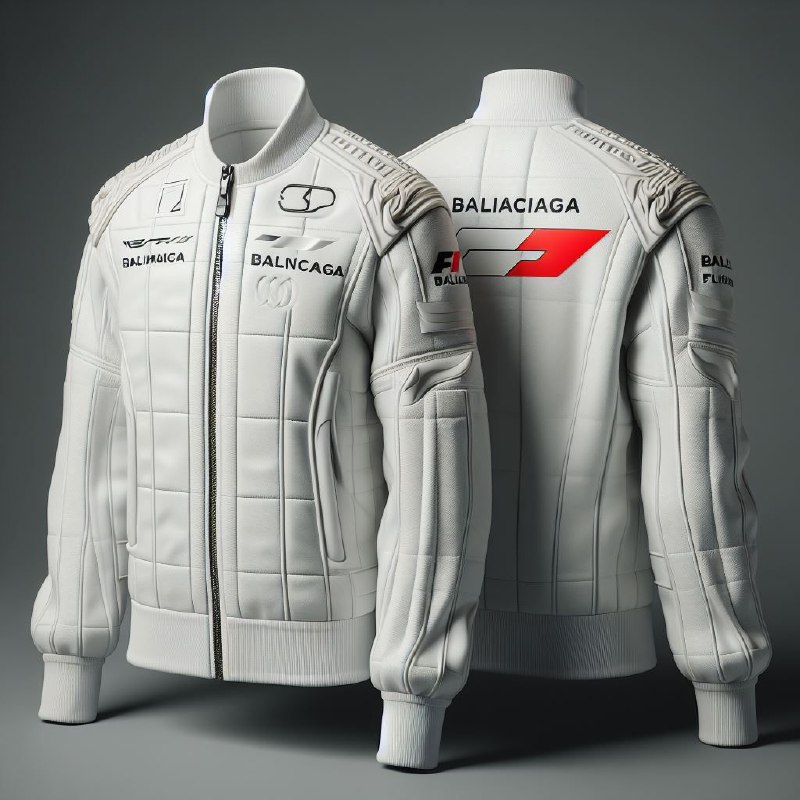 White F1 Racing Jacket Mockup Front and Back Views