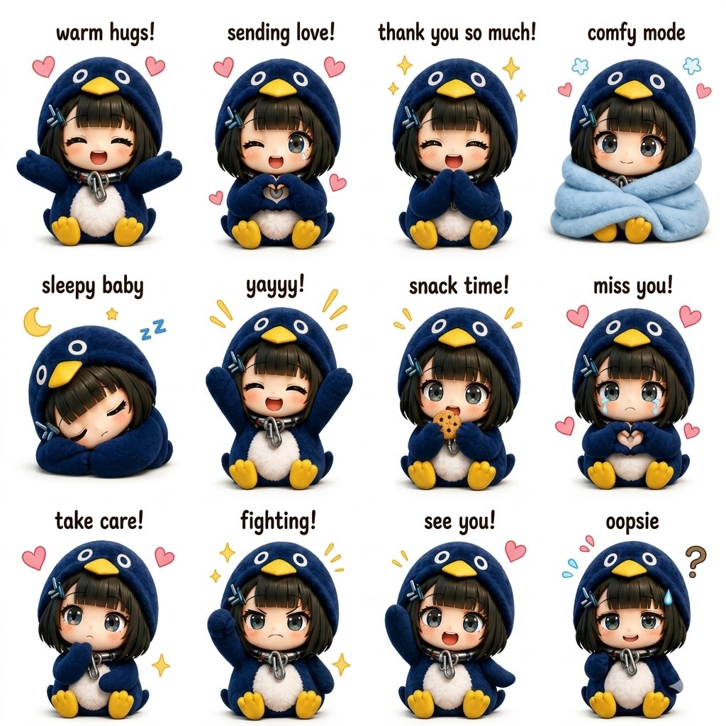 Penguin Chibi Healing Sticker Pack