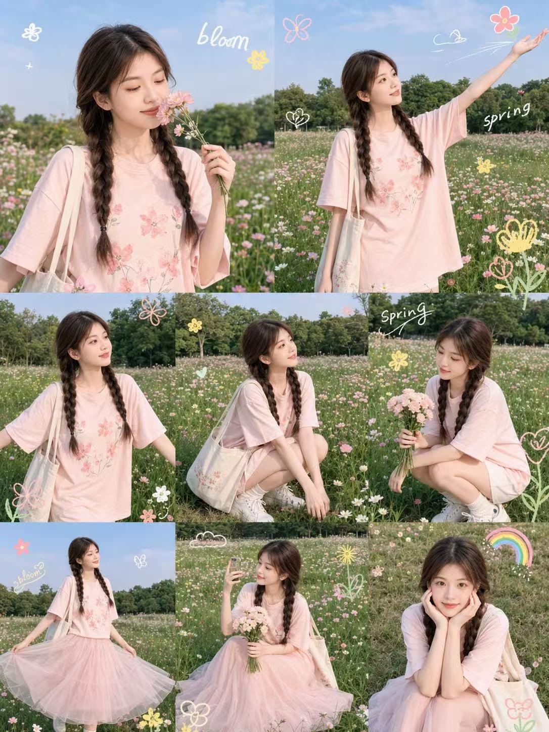 Spring Bloom Girl Photo Collage