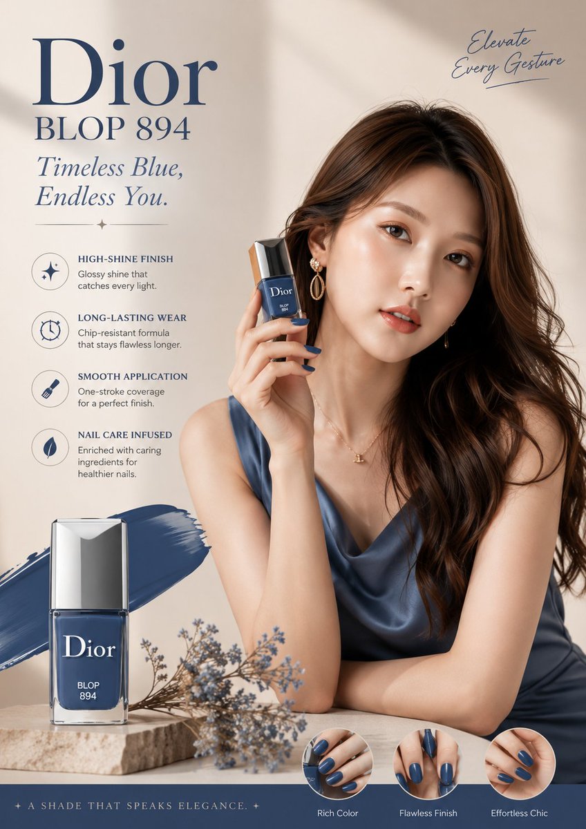 Luxury Navy Nail Polish Ad